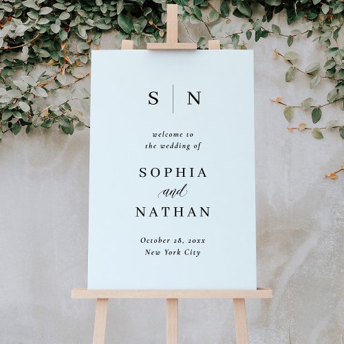 Minimal and Chic  Black and White Wedding Welcome Foam Board
