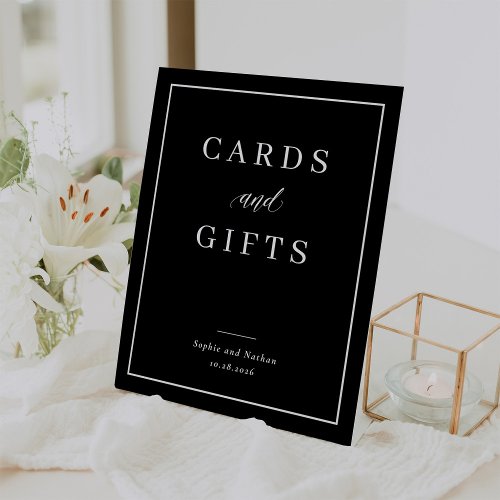 Minimal and Chic Black  Cards and Gifts Wedding Pedestal Sign