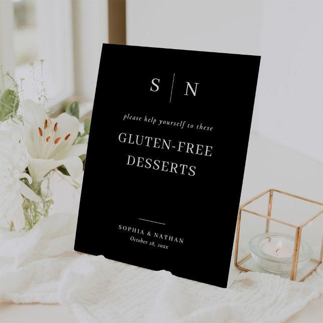 Minimal and Chic Black | Gluten-Free Desserts Pedestal Sign (Creator Uploaded)