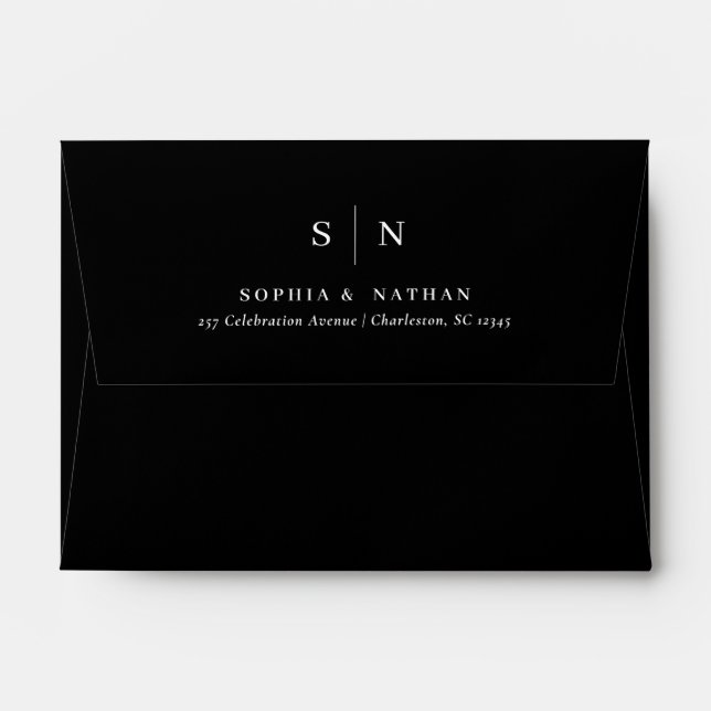 Minimal and Chic | Black Monogram BUDGET Wedding Envelope (Back (Top Flap))