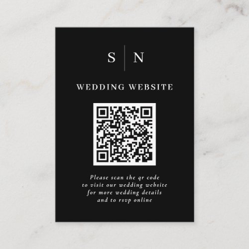 Minimal and Chic  Black QR Code Wedding Enclosure Card