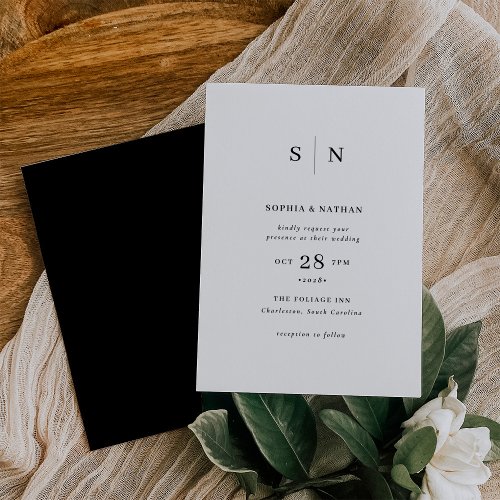 Minimal and Chic  Black Reverse Wedding Invitation