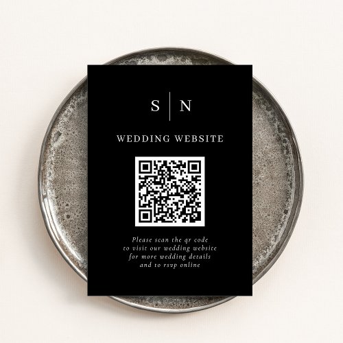 Minimal and Chic | Black Scannable QR Code Wedding Enclosure Card