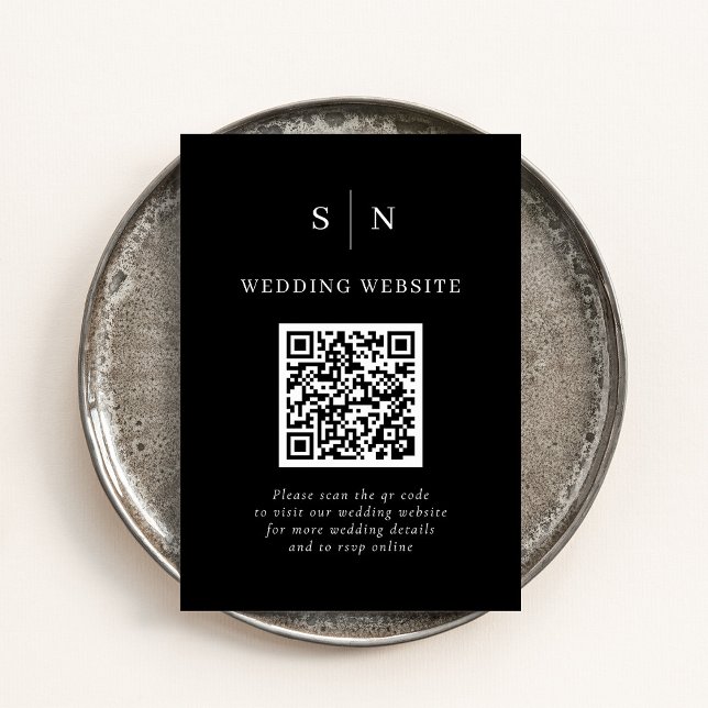 Minimal and Chic | Black Scannable QR Code Wedding Enclosure Card (Creator Uploaded)