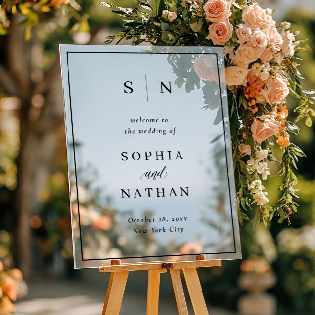Minimal and Chic | Black Text Wedding Welcome Acrylic Sign (Creator Uploaded)