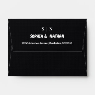 Minimal and Chic Black Wedding Envelope