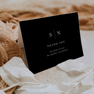 Minimal and Chic Black Wedding Letterpress Thank You Card