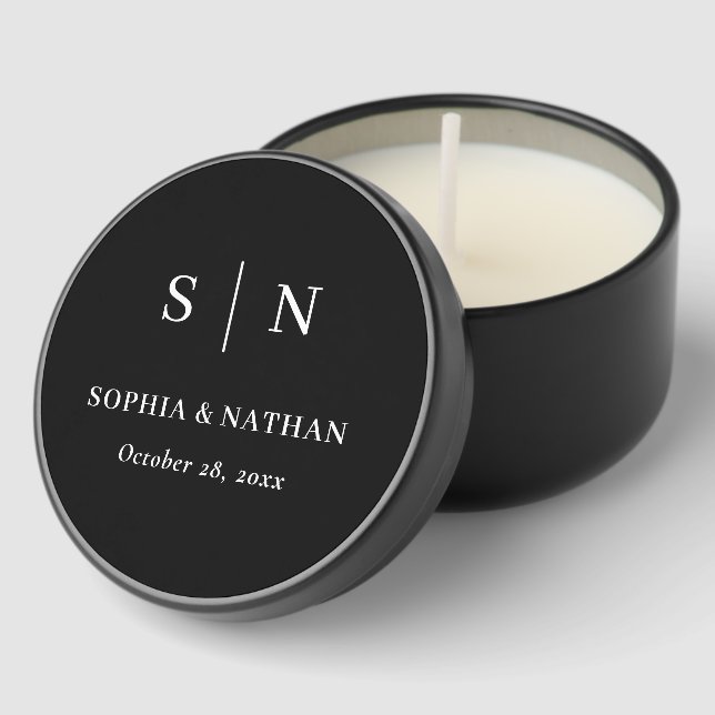 Minimal and Chic Black | Wedding Mini Candle Favors (Corner)