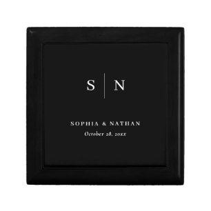 Minimal and Chic Black   Wedding Monogram Gift Box