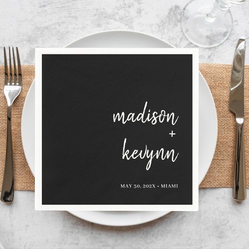 Minimal and Chic  Black Wedding Napkins