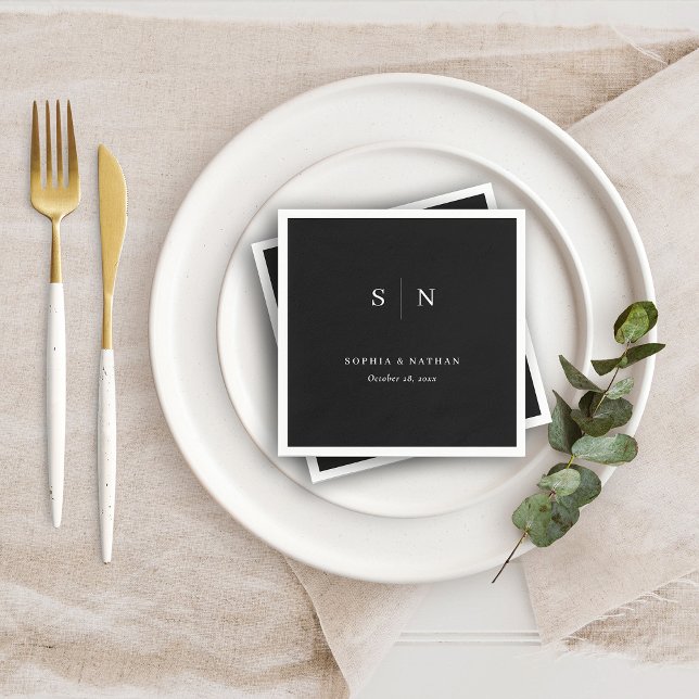 Minimal and Chic | Black Wedding Napkins (Creator Uploaded)
