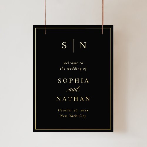Minimal and Chic  Black Wedding Welcome in Gold Foil Prints