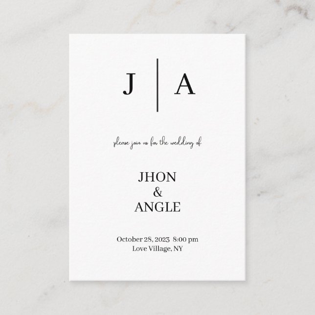 Minimal and Chic Black White Wedding Invitation (Front)