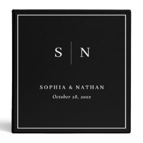 Minimal and Chic | Black with White Wedding 3 Ring Binder
