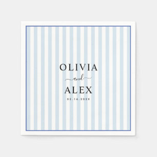 Minimal and Chic Blue French Personalized Wedding  Napkins