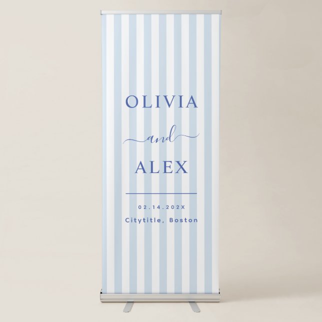 Minimal and Chic Blue French Personalized Wedding Retractable Banner