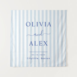 Minimal and Chic Blue French Personalized Wedding Tapestry