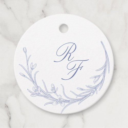 Minimal and Chic Blue Wedding Monograms Classic Favor Tags