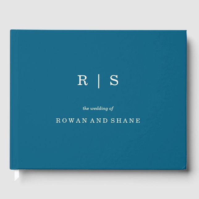 Minimal and Chic Blue | White Border Guest Book (Front)