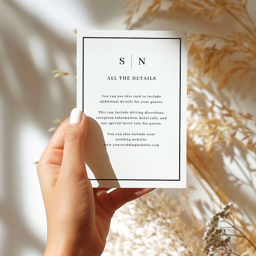 Minimal and Chic Border | Wedding Guest Details Enclosure Card