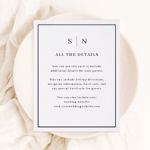 Minimal and Chic Border Wedding Guest Details Letterpress Enclosure Card
