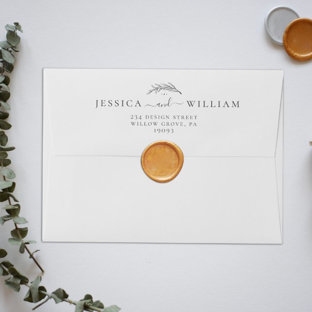 Minimal and Chic Botanical Wildflower Wedding Envelope (Creator Uploaded)