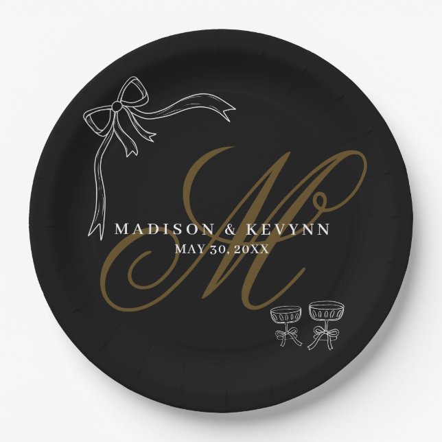 Minimal and Chic  | Bow Wedding Paper Plates (Front)