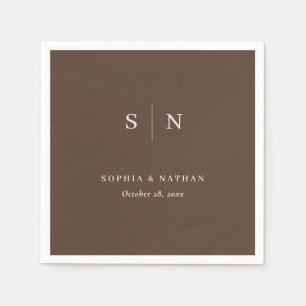 Minimal and Chic Brown and Cream Wedding Napkins
