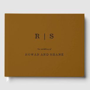 Minimal and Chic Brown   Black Font Wedding Guest  Book