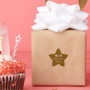 Minimal and Chic Brown Monogram Wedding Sticer Star Sticker