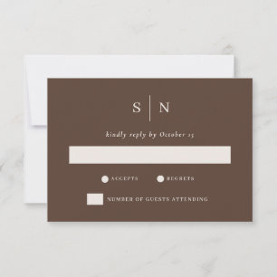 Minimal and Chic Brown   Neutral Wedding RSVP Card