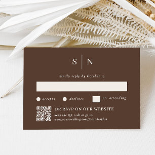 Minimal and Chic Brown Traditional and QR Code RSVP Card