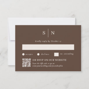 Minimal and Chic Brown Traditional and QR Code RSVP Card