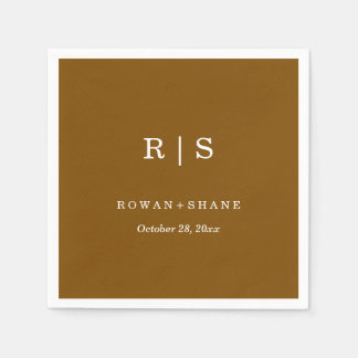 Minimal and Chic | Brown Wedding Napkin with White
