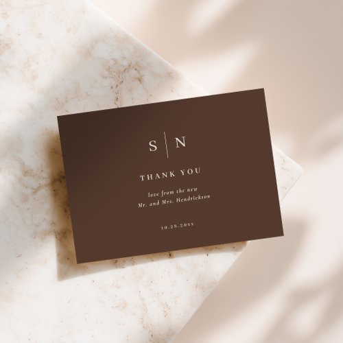Minimal and Chic | Brown Wedding Thank You Card