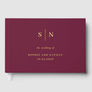 Minimal and Chic Burgundy and Gold Foil Wedding Foil Guest Book