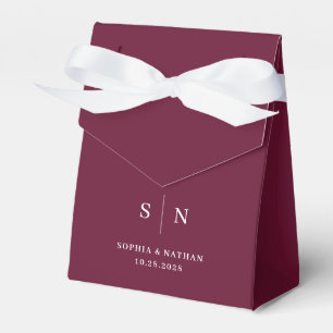 Minimal and Chic Burgundy Red Wedding Favor Boxes