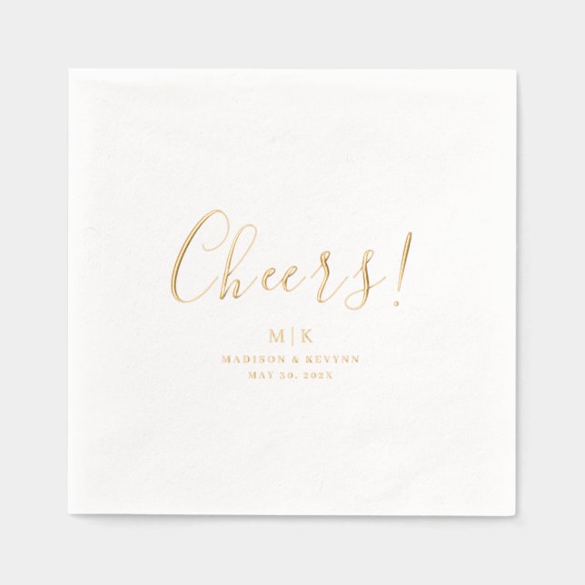 Minimal and Chic |  Cheers Wedding Foil Napkins (Front)