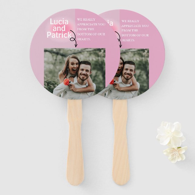 Minimal and Chic Couples Engagement Photo Add Note Hand Fan (Front and Back)