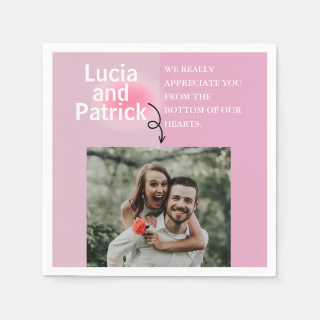 Minimal and Chic Couples Engagement Photo Add Note Napkins (Front)