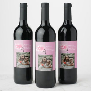 Minimal and Chic Couples Engagement Photo Add Note Wine Label