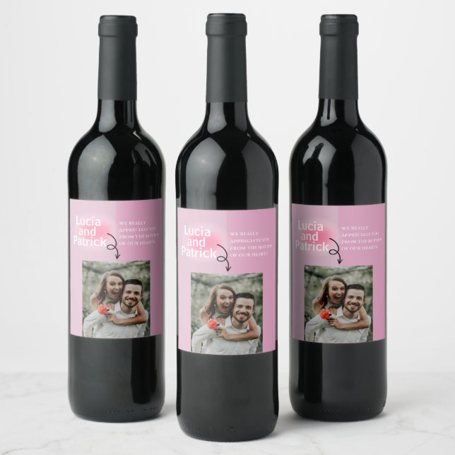Minimal and Chic Couples Engagement Photo Add Note Wine Label (Bottles)