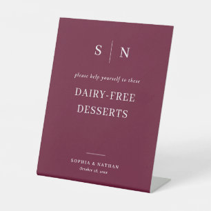 Minimal and Chic Dairy-Free Desserts Wedding Pedestal Sign