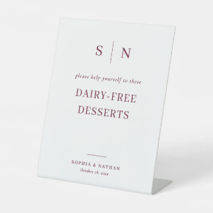 Minimal and Chic Dairy-Free Desserts Wedding Pedestal Sign