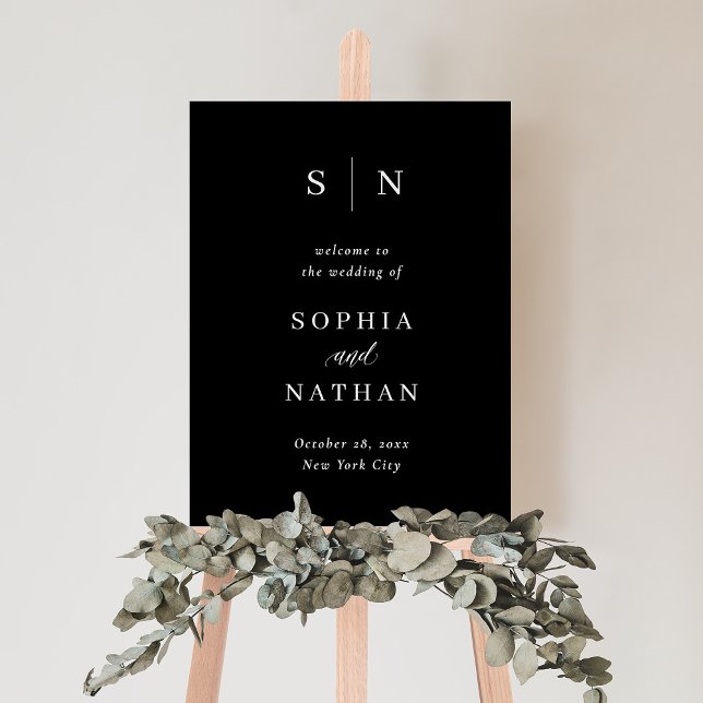 Minimal and Chic | Dark Black Wedding Welcome Foam Board (Creator Uploaded)