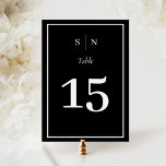 Minimal and Chic | Dark Black with Border Wedding Table Number<br><div class="desc">These elegant,  modern wedding table numbers feature a simple dark black minimalist text design,  with a classic white frame at the border. Add your initials or monogram to make them completely your own.</div>