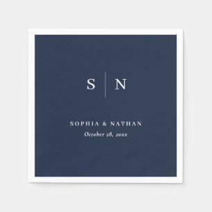 Minimal and Chic   Dark Navy Blue Wedding Napkins