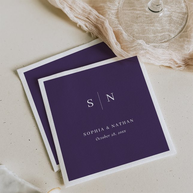 Minimal and Chic | Dark Purple Wedding Napkins (Creator Uploaded)