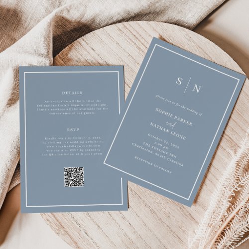 Minimal and Chic Dusty Blue | All in One Wedding Invitation