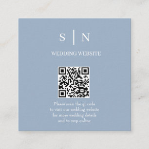 Minimal and Chic   Dusty Blue and White QR Code Enclosure Card